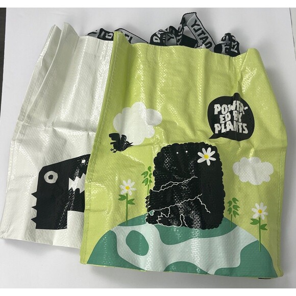 Shopping Tote Lot 2 Reusable Market Shopper Bags Dual Strap Carryall Oatly 14x12 - Picture 1 of 7